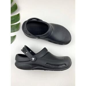 Crocs Bistro Clogs Black Slip On Work Shoes Slip Resistant Men's 7 Women's 9